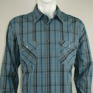 Long Sleeve Plaid Print Shirt Double Front Pockets